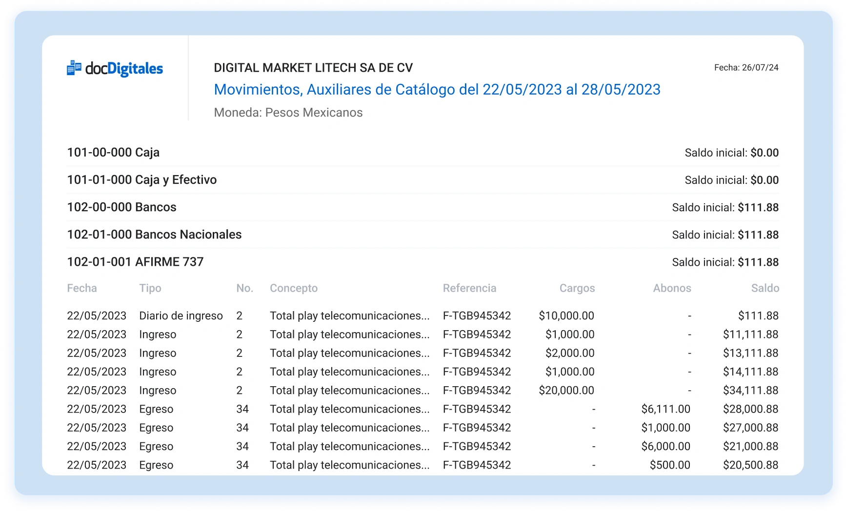 Acceso a reportes contables y financieros en tiempo real.